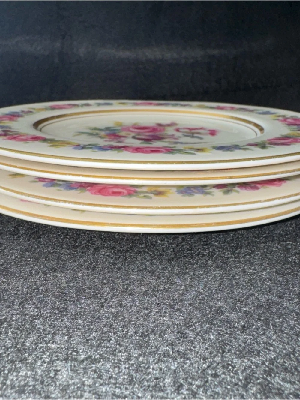Castleton MANOR USA Bread Plate Lot of 4 Cream Gold Floral 6 1/4